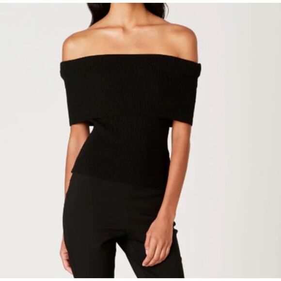 NIA - Anne Marie Off Shoulder Sweater in Black - Picture 4 of 4